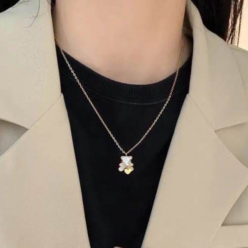 طقم Bear فضي ( سلسال + اسوارة)