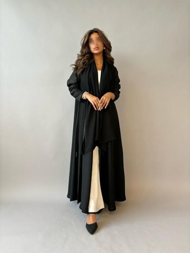 عبايه بأكمام كريب دانتيل