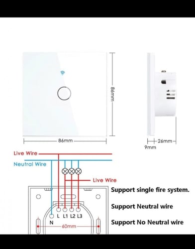 مفتاح جداري ذكي باللمس يعمل بالوايفاي مفرد وثنائي...