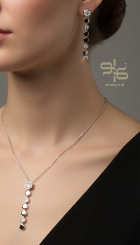 طقم سلسال وحلق بتصميم عصري ذهبي وفضي