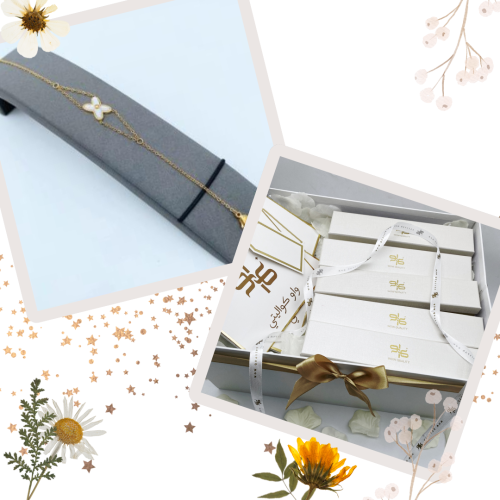 بوكس توزيعه 5 اساور بتصميم عصري ذهبي وفضي