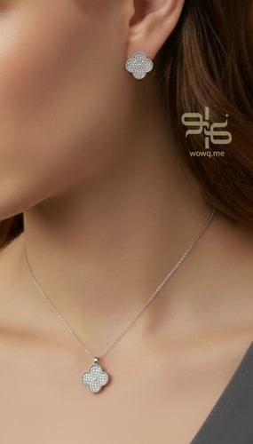 طقم سلسال وحلق بتصميم عصري ذهبي وفضي