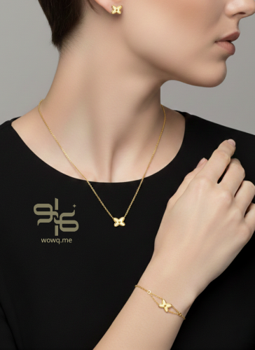 طقم 3 قطع بتصميم عصري - فضي, ذهبي