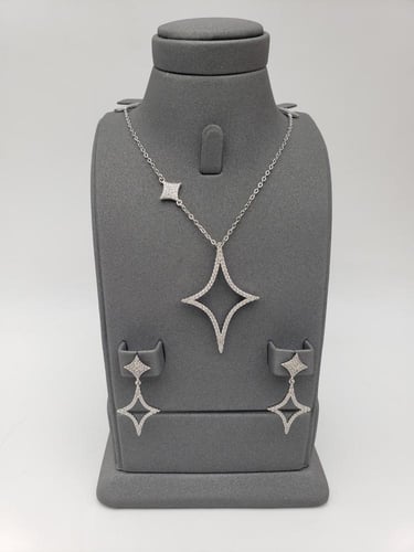 طقم سلسال وحلق زركون تصميم عصري