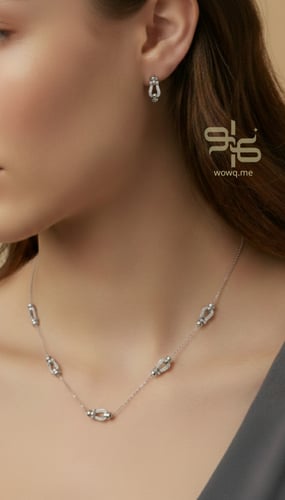 طقم سلسال وحلق بتصميم عصري ذهبي وفضي