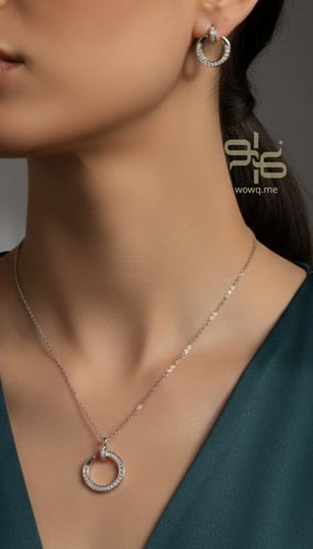 طقم سلسال وحلق بتصميم عصري ذهبي وفضي