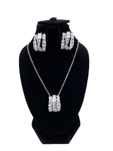 طقم سواروفسكي 4 قطع - فضي, ذهبي - مستوحى