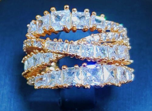 خاتم سواروفسكي - فضي وذهبي - مستوحى