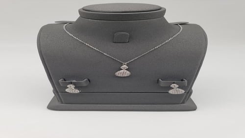 طقم سلسال وحلق بتصميم عصري ذهبي وفضي