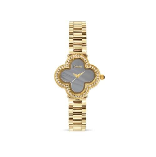 ساعة نسائية بإطار الوردة بسير ستيل بلون ذهبي ميناء...