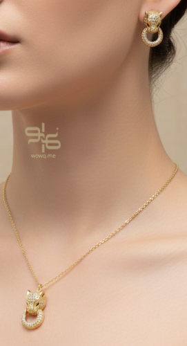 طقم سلسال وحلق بتصميم عصري ذهبي وفضي