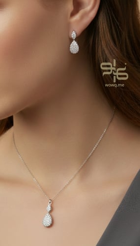 طقم سلسال وحلق بتصميم عصري ذهبي وفضي