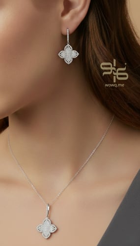 طقم سلسال وحلق بتصميم عصري ذهبي وفضي