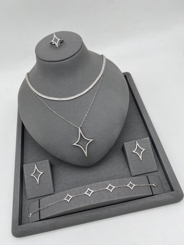 طقم غويشة 4 قطع - فضي, ذهبي