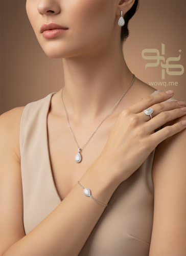 طقم بوشرون 4 قطع - فضي - مستوحى