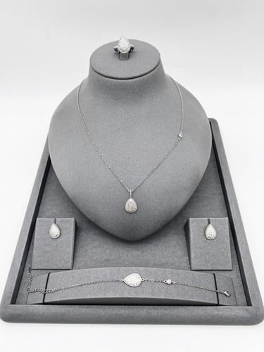 طقم بوشرون 4 قطع - فضي - مستوحى