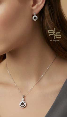 طقم سلسال وحلق بتصميم عصري ذهبي وفضي