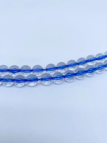 سبحة بكلايت شفافة خيط ازرق