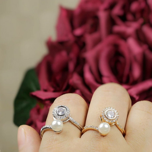 خاتم زركون مطلي ذهبي