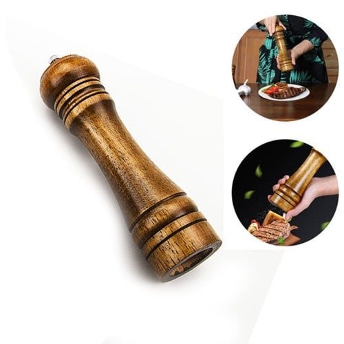 طاحونة متوسطة يدوية للبهارات من خشب البلوط