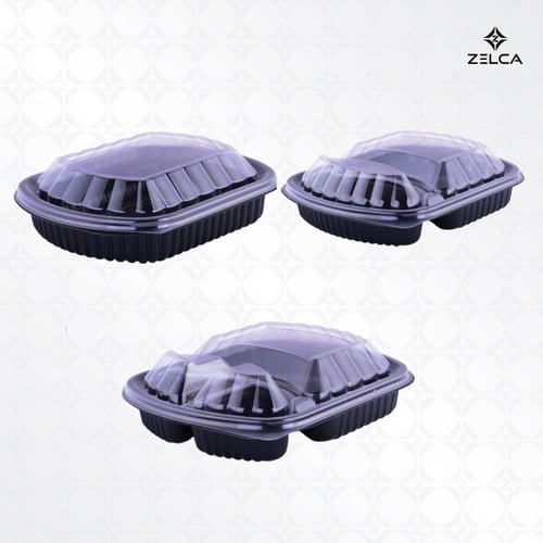 صحون ميكرويف اسود مع غطاء (50 حبة)