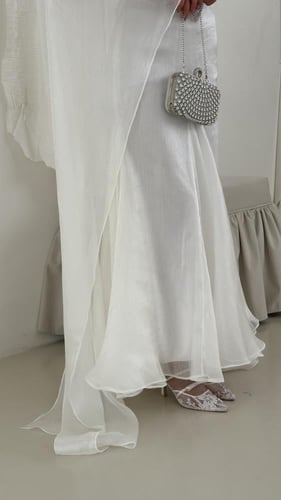 فستان ابيض مع شال (is160)
