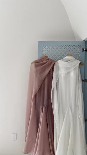 فستان وردي مع شال (is150)