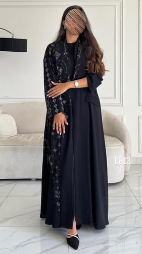 عباية كريب سبشل مع ترتر تطريز كمبيوتر قصة عادية ست...