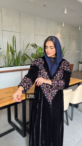 عباية مخمل تطريز كمبيوتر قصة عادية ستريت