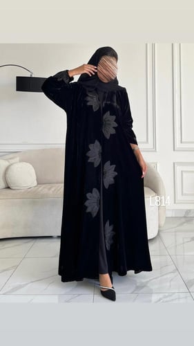 عباية مخمل اورجنزا شك يدوي قصة عادية ستريت