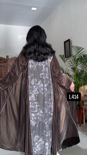 عباية مخمل مع ترتر تطريز كمبيوتر قصة عادية ستريت