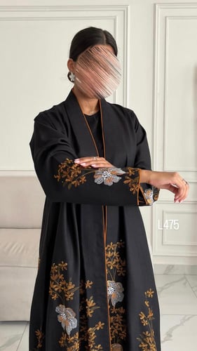 عباية لنن تطريز كمبيوتر مع كرستال قصة عادية ستريت