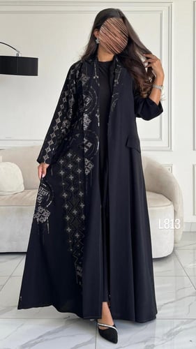 عباية كريب سبشل مع ترتر تطريز كمبيوتر قصة عادية ست...