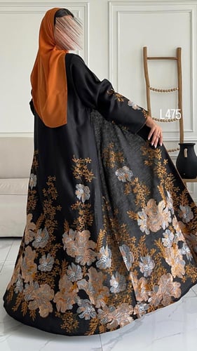 عباية لنن تطريز كمبيوتر مع كرستال قصة عادية ستريت