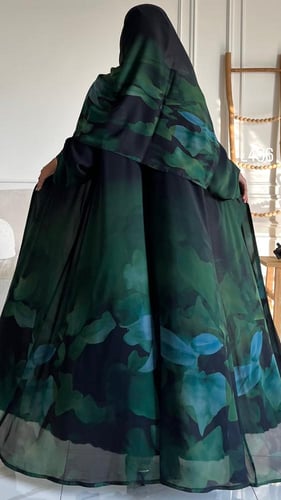 عباية شيفون مبطنة قصة عادية ستريت