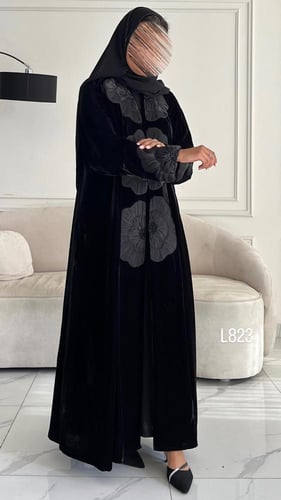 عباية مخمل اورجنزا شك يدوي قصة عادية ستريت