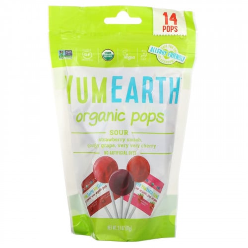 yum earth organic SOUR 14 POPS