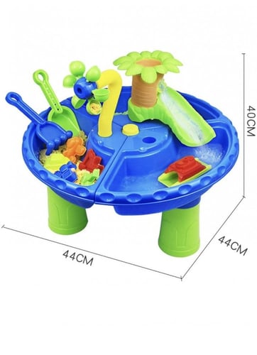 طاولة رمل وماء ازرق