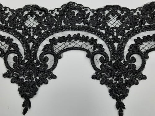 كلف جوبير embroidery lace اسود عرض180cm متر ب