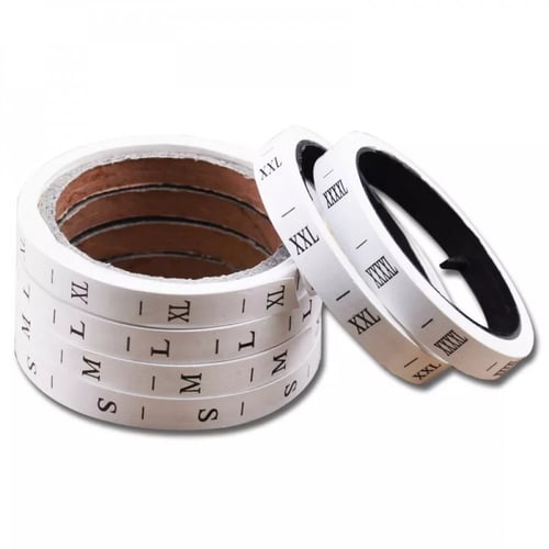 شريط ليبل مقاسات حروف وارقام لاظهار مقاس الملابس