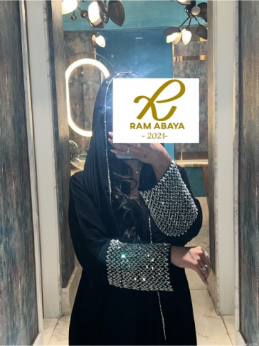 Royal fabric abaya + sleeve with crystal beads