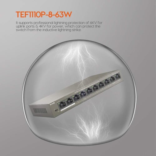 TEF1110P-8-63W محول مكتبي 10 منافذ بسرعة 10-100 مي...
