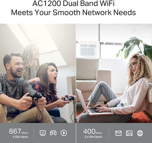 راوتر واي فاي AC1200 ثنائي النطاق جيجابت من تي بي...