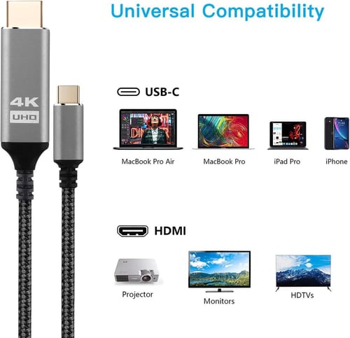 هوكوول كيبل USB C الى HDMI نوع C الى HDMI 4K مضفر...