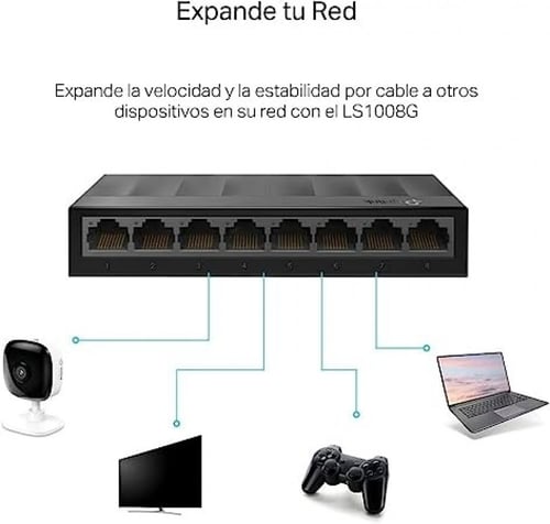 محول شبكة جيجابت ايثرنت بـ 8 منافذ (LS1008G) من تي...