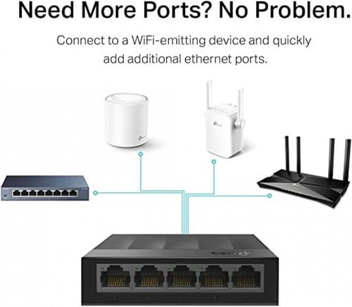 محول شبكة جيجابت ايثرنت بـ 5 منافذ (LS1005G) من تي...