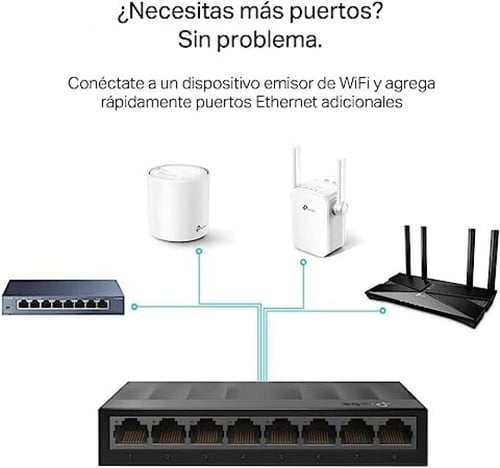 محول شبكة جيجابت ايثرنت بـ 8 منافذ (LS1008G) من تي...