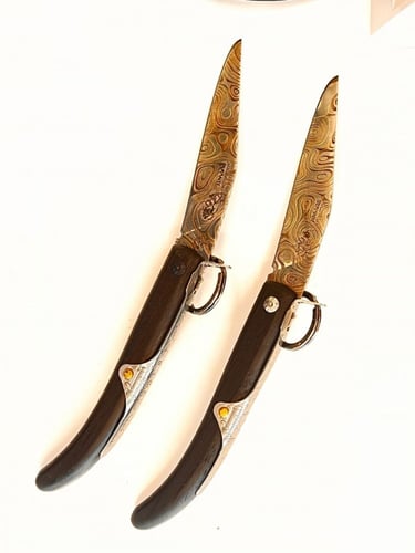 مطوى ابو شوكة اوركس ستانلس ستيل بنقش دمشقي