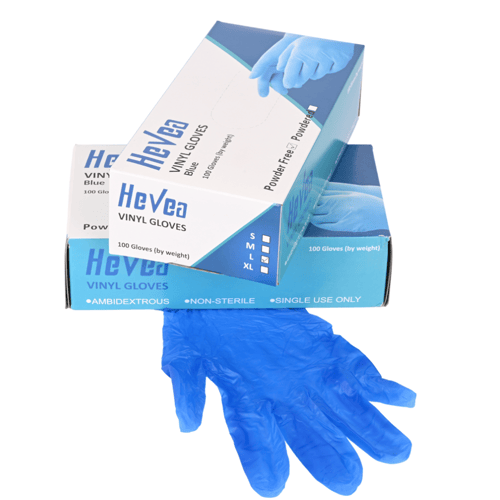 قفازات هيفيا فينيل أزرق 100 حبة