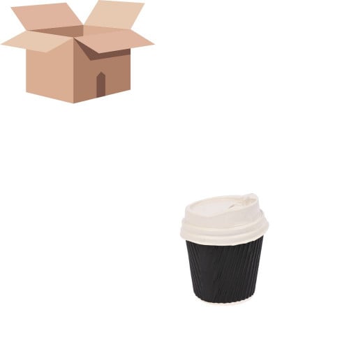 كرتون أكواب قهوة ورق اسود صغير بغطاء بالجملة